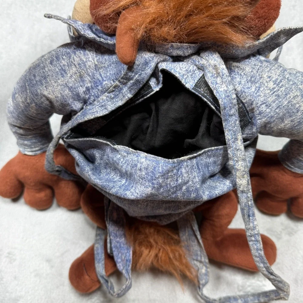 Vintage 90s Brown Blue Polyester Looney Tunes Taz Plush Backpack‎ OS